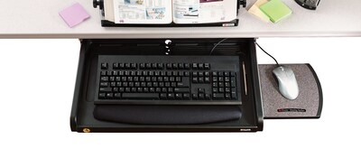 3M™ Under-Desk Keyboard Drawer, Three Height Settings, Gel Wrist Rest, Slide-out Mouse Platform, Precise Mouse Pad, Black (KD45)