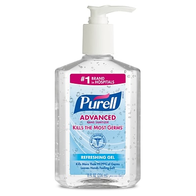 PURELL® Advanced Hand Sanitizer Refreshing Gel for Workplaces, Clean scent, 8 fl oz Pump Bottle (9652-12)