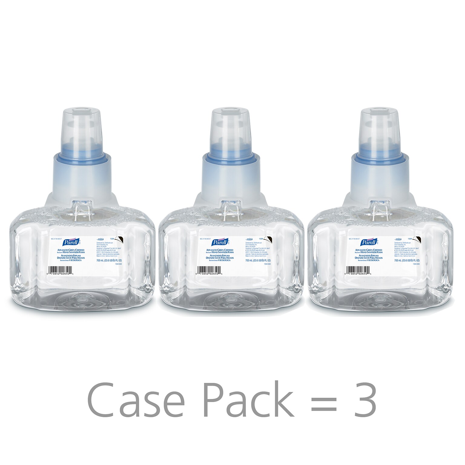 Purell® Advanced Green Certified Hand Sanitizer Foam Refill for LTX-7 Disp, 700 mL, 3/CT (1304-03)