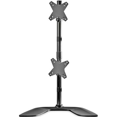 StarTech Vertical Dual Monitor Stand, Aluminum Adjustable, Up to 27, Black/Silver (ARMDUOVS)