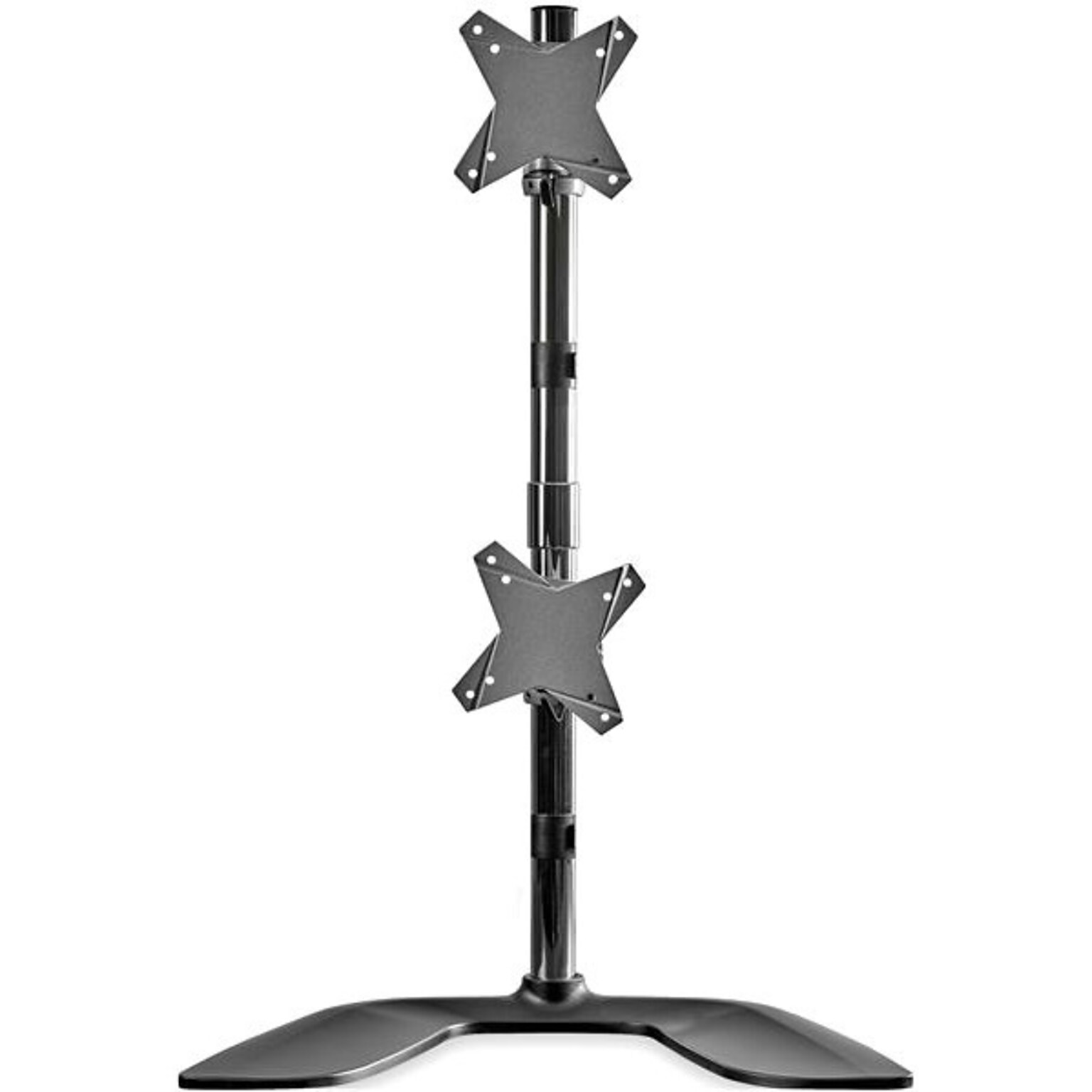 StarTech Vertical Dual Monitor Stand, Aluminum Adjustable, Up to 27, Black/Silver (ARMDUOVS)