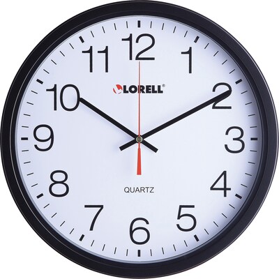 Lorell Slimline 12-1/2 Quartz Analog Wall Clock, Glass, Battery Operated (LLR61008)