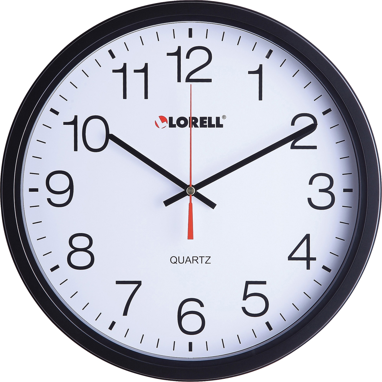 Lorell Slimline 12-1/2 Quartz Analog Wall Clock, Glass, Battery Operated (LLR61008)