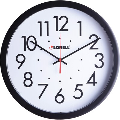 Lorell Self-Set 14-1/2 Quartz Wall Clock, Plastic, Battery Powered (LLR61009)