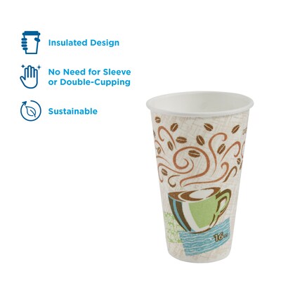 PerfecTouch 16 oz. Disposable Paper Cups, Hot Drinks, Coffee Haze Design,  25 Sleeve, 20 Sleeves / Carton