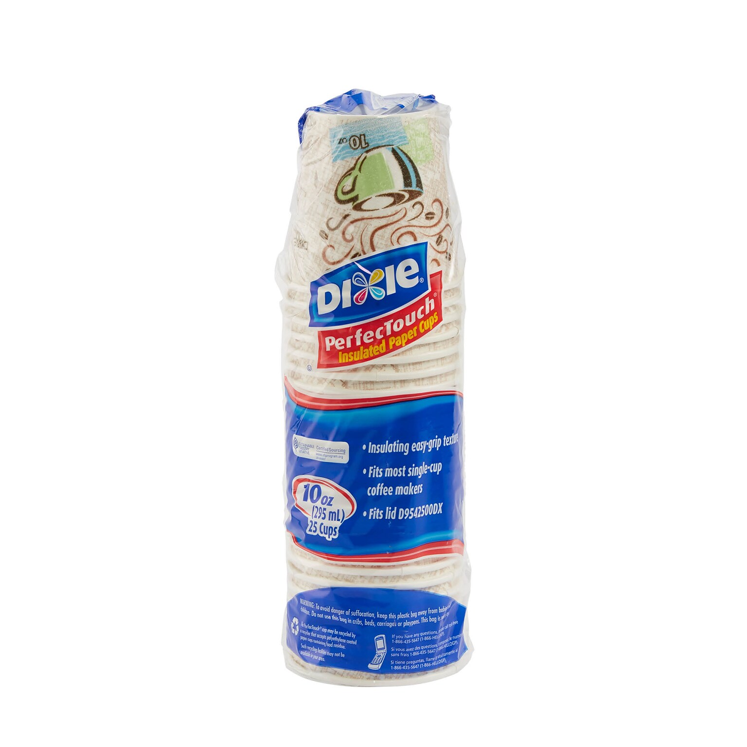 Dixie PerfecTouch Paper Hot Cups, 10 oz., Coffee Haze, 25/Pack (5310DX)