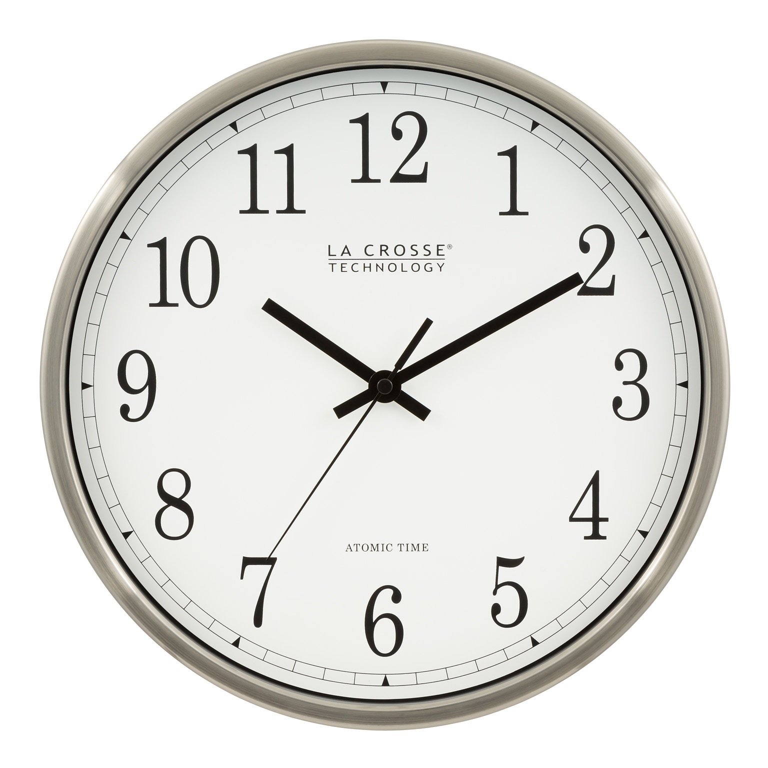 La Crosse Technology 12 Inch Atomic Analog Wall Clock, Aluminum (WT-3126B)