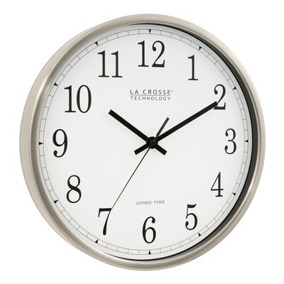 La Crosse Technology 12 Inch Atomic Analog Wall Clock, Aluminum (WT-3126B)