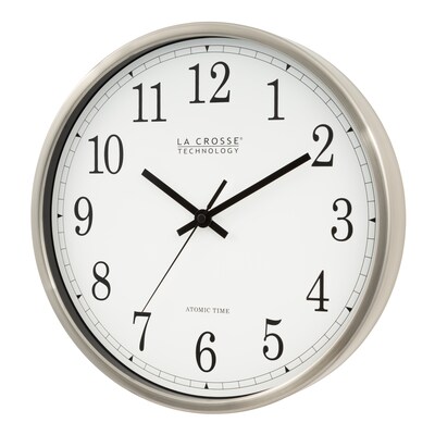 La Crosse Technology 12 Inch Atomic Analog Wall Clock, Aluminum (WT-3126B)