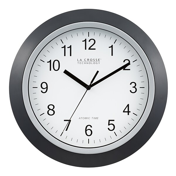 La Crosse Technology 12 Inch Atomic Analog Wall Clock, Black (WT-3129B)