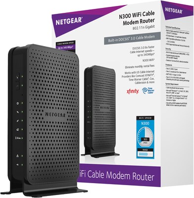 NETGEAR C3000-100NAS Single Band Wireless and Ethernet Router, Black