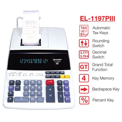 Sharp EL-1197PIII 12-Digit Desktop Calculator