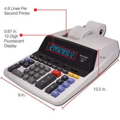 Sharp EL-2630PIII 12-Digit Desktop Calculator, White