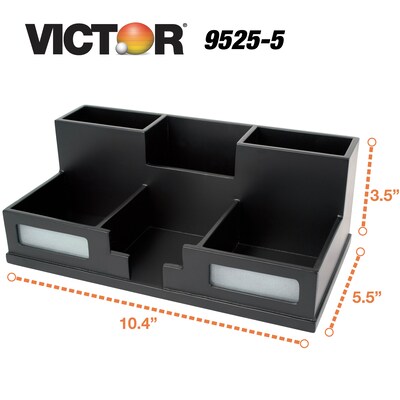 Victor Technology 6 Compartment Wood Storage with Smart Phone Holder, Black (9525-5)