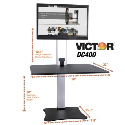 Victor Technology 28" W High Rise™ Electric Single Monitor Standing Desk, Laminate Wood (DC400)