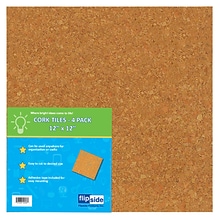 Flipside Cork Tiles, 12 x 12, 4/Pk (FLP10058)