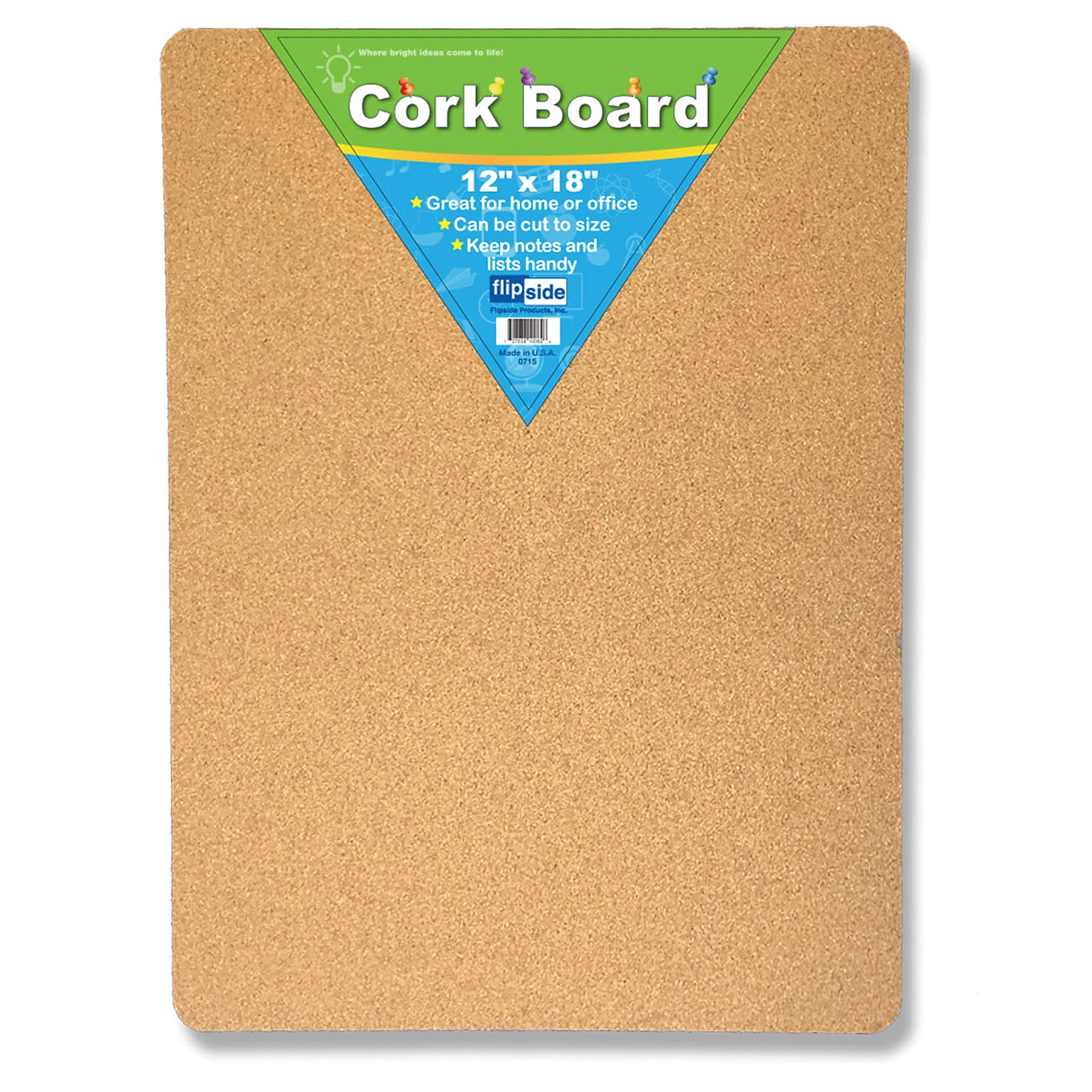 Flipside Cork Bulletin Board, 12 x 18, 4/BD (FLP10082)