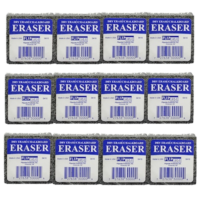 Flipside Student Dry-Erase/Chalkboard Eraser, Charcoal, 12 per Pack (FLP30009BN)