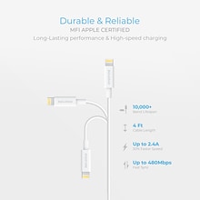 Overtime Lightning USB Cable for iPhone/iPad/iPod Touch, White (DCMFI01-8PINWH)
