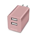 Overtime Dual USB 12W Travel Wall Charger, Metallic Rose Gold (OTH2USB2ARG)