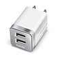 Overtime Dual USB 12W Travel Wall Charger, Metallic Silver (OTH2USB2ASL)
