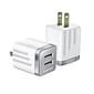 Overtime Dual USB 12W Travel Wall Charger, Metallic Silver (OTH2USB2ASL)