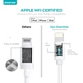 Overtime 10 Lightning to USB-A Cable for iPad/iPhone7/8/X/iPod, White (MFIWHITE10FT)