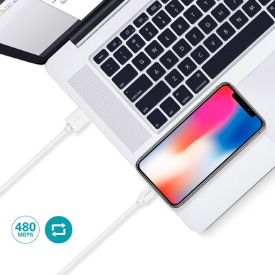 Overtime Lightning to USB-A Charging Cable, 10 ft., White (MFIWHITE10FT)