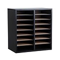 Adiroffice Wood Black Adjustable 16 Compartment Literature Organizer (500-16-BLK)
