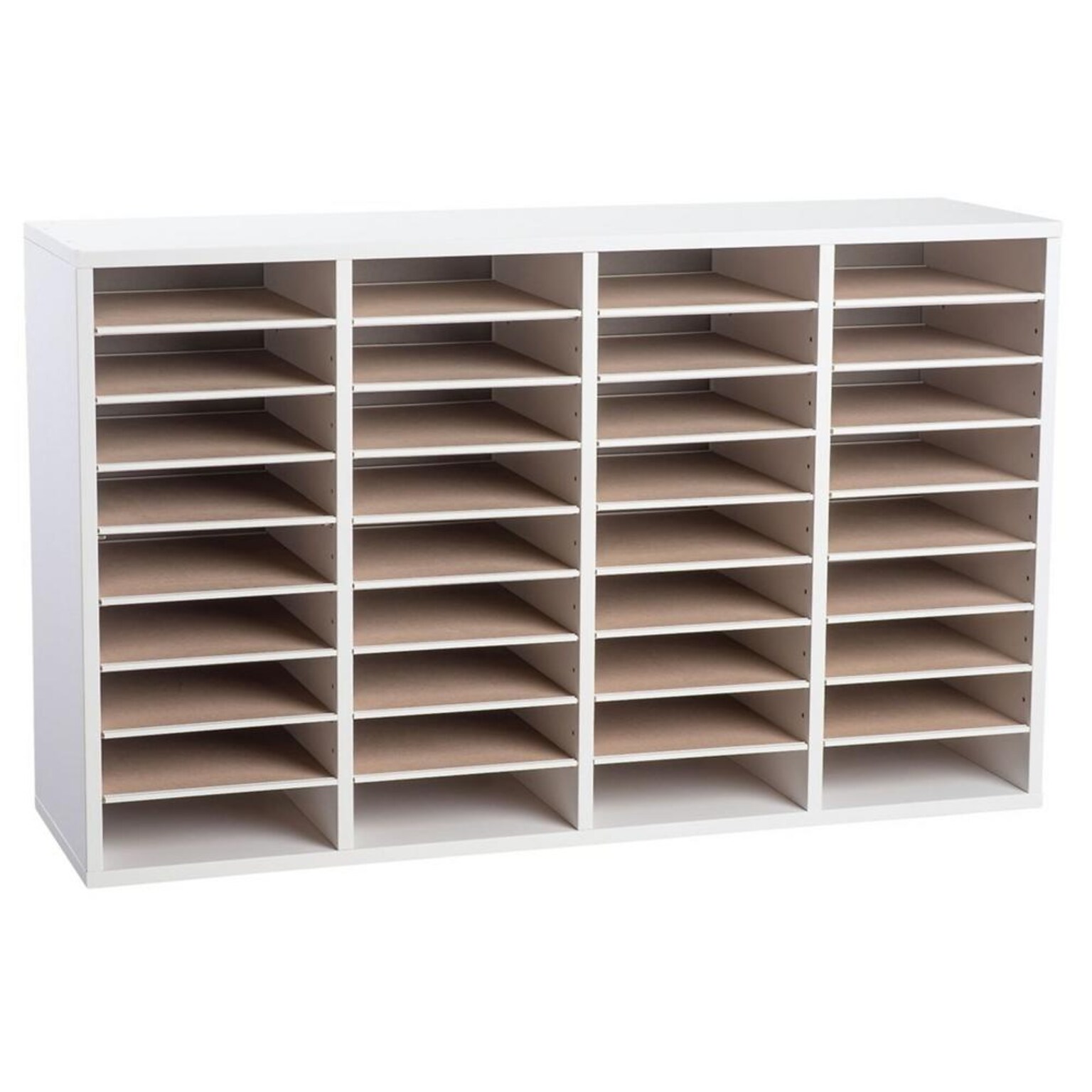 Adiroffice Wood White Adjustable 36 Compartment Literature Organizer (500-36-WHI)