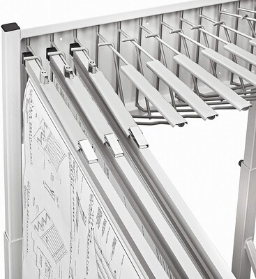AdirOffice 12 Bracket Vertical File Rolling Stand For Blueprints, White (613-WHI)