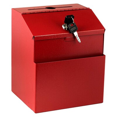 AdirOffice Locking Steel Suggestion Box, Red (631-01-RED)
