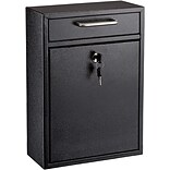 AdirOffice Wall-Mounted Steel Mailbox, Black (631-04-BLK)
