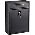 AdirOffice Wall-Mounted Steel Drop Box Mailbox, Black (631-04-BLK)