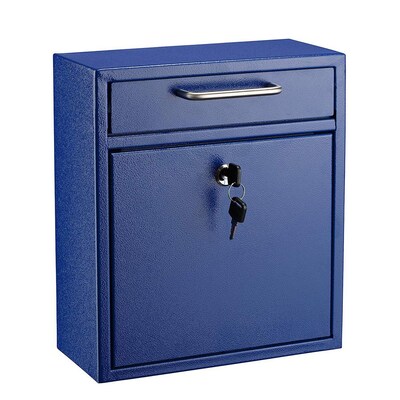 AdirOffice Wall-Mounted Steel Drop Box Mailbox, Blue (631-05-BLU)