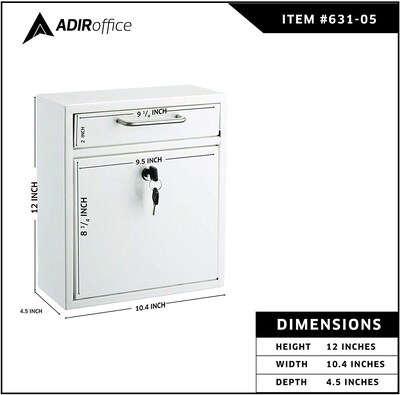 AdirOffice Wall-Mounted Steel Drop Box Mailbox, Blue (631-05-BLU)