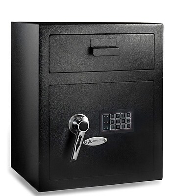 Adiroffice Steel Digital Depository Safe With Drop Slot Bin Door, Black (670-200-BLK)