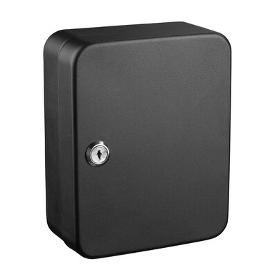 AdirOffice Steel Security 60 Key Cabinet Box with Key Lock, Black (681-30-BLK)