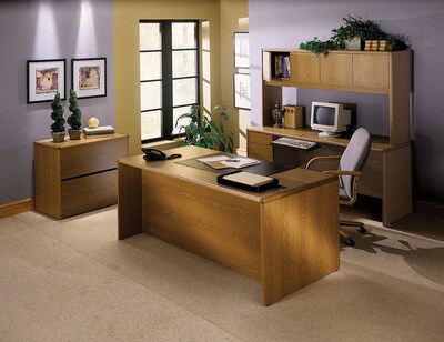 HON® 10700 Series Office Suite in Mahogany,"L" Workstation Right Desk, Order Left Rtn