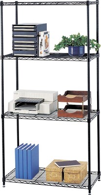 Safco Commercial 4-Shelf Wire Stand Alone, 36, Black (5276BL)