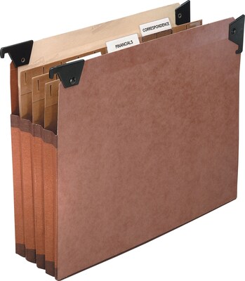 Pendaflex Premium Reinforced File Pocket with Swing Hooks, 3 Dividers, Legal size, Redrope, 5/Box (4