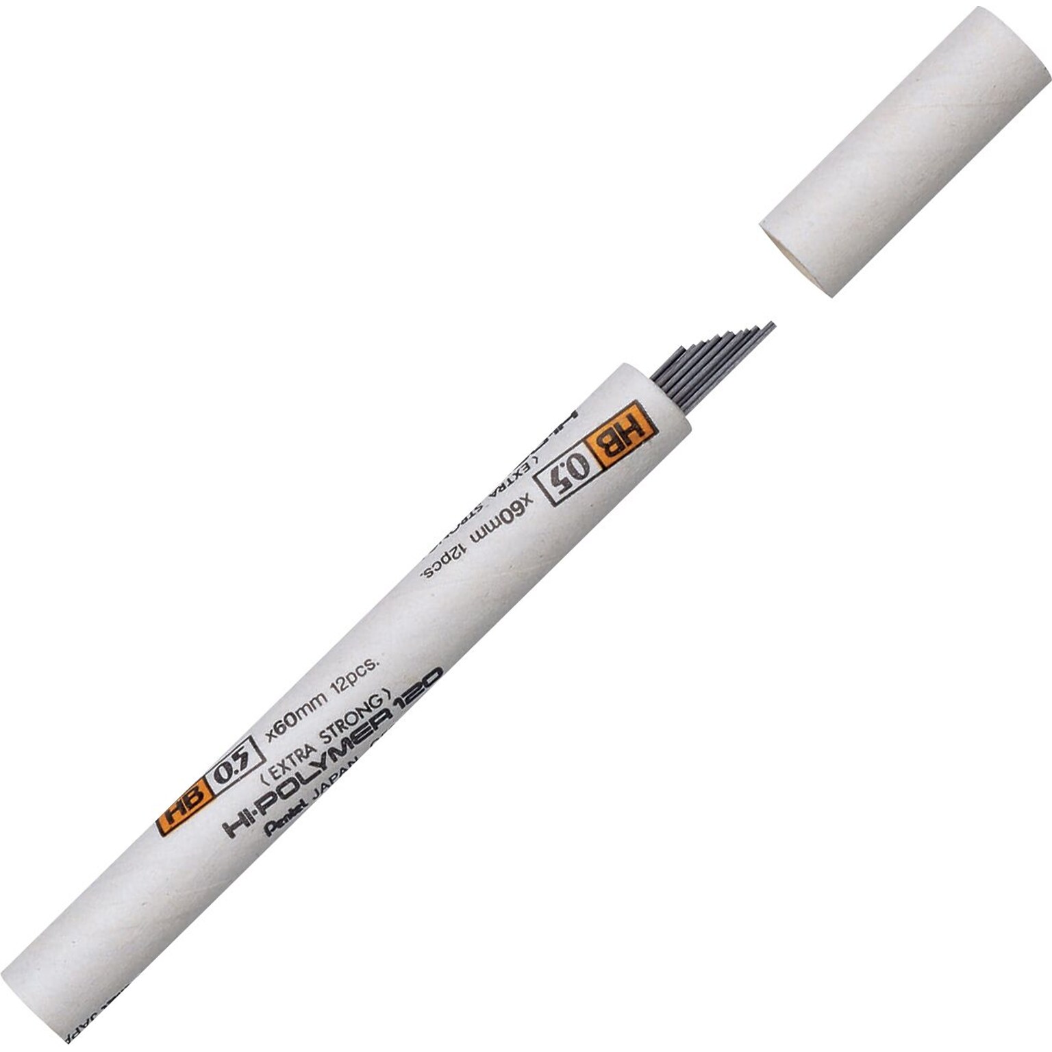 Pentel Premium Hi-Polymer Lead Refill, 0.5mm, 12/Leads (C525-HB)