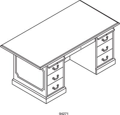 HON® 94000 Series Office Suite, Double Pedestal Desk, 72"W