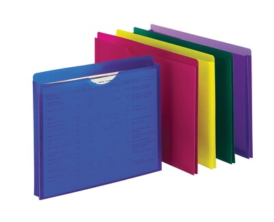 Expanding File Jackets, 1 Expansion, Assorted Colors, Letter, Holds 8-1/2H x 11W, 10/Pk