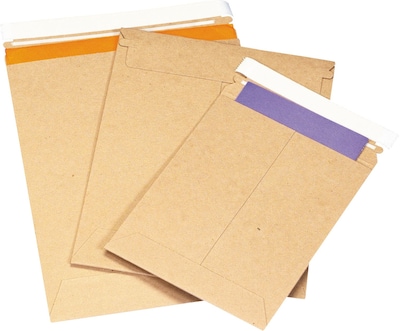 Self-Seal StayFlat Kraft Mailers, 9 x 11-1/2, 100/Case