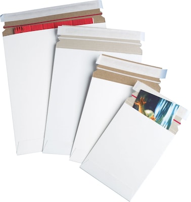 Self-Seal StayFlat White Mailers, 13 x 18, 100/Case