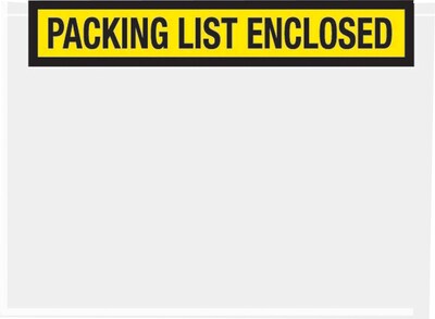 SI Products Packing List Envelopes, 7 x 5.5, Yellow Panel Face, Packing List Enclosed, 1000/Case