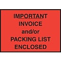 Packing List Envelope, 4-1/2 x 6, Red Full Face Important Invoice/Packing List Enclosed, 1000/Ca