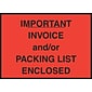 Packing List Envelope, 4-1/2" x 6", Red Full Face "Important Invoice/Packing List Enclosed", 1000/Case