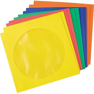 CD/DVD Envelopes, Assorted Colors, 5 X 5, 50/PackE